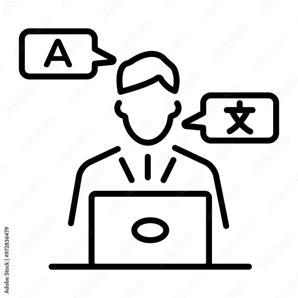 Line style icon of multilingual support Line style icon of multilingual support