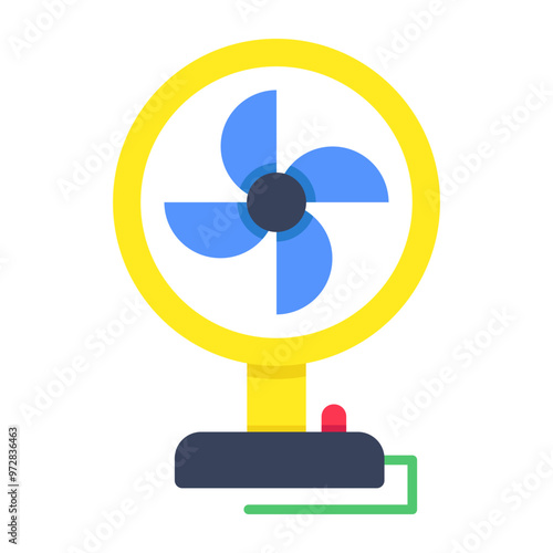 A colored design icon of table fan