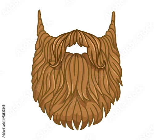 Cartoon thick brown beard illustration isolated