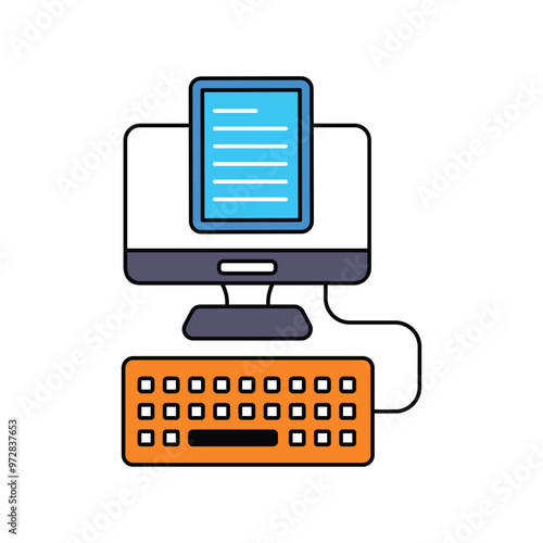 copywriter color line icon with white background vector stock illustration