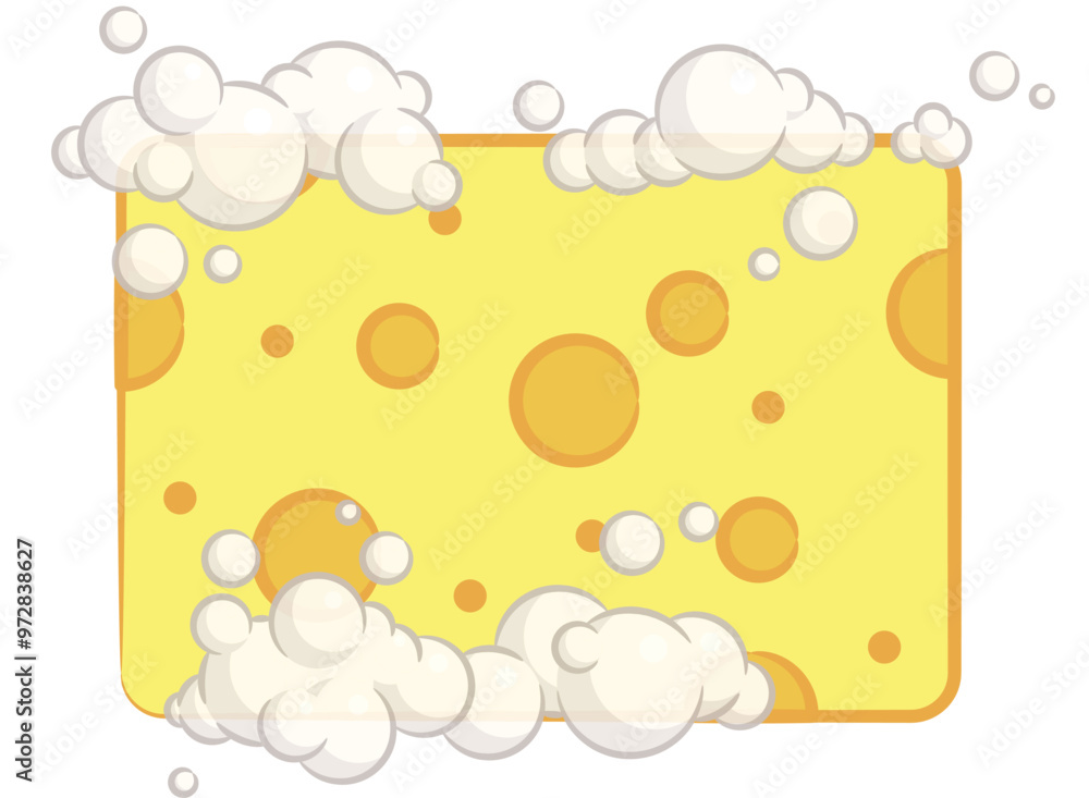 Sponge Dishwashing Scrubber with Soap Bubbles Sponge Dishwashing Scrubber with Soap Bubbles