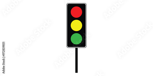 Stoplight sign. Icon traffic light on white background. Symbol regulate movement safety and warning. Electricity semaphore regulate transportation on crossroads urban road. Vector illustration.