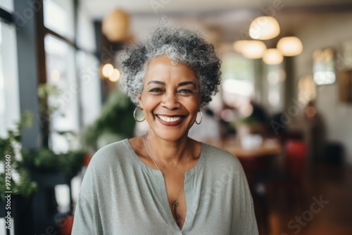 Portrait of a elderly African American woman smiling in nursing home