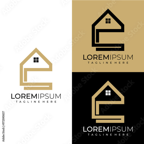 lettering at monogram C home real estate line modern logo