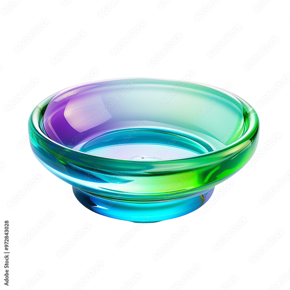 Iridescent glass bowl with vibrant colors on white background. Perfect for decor, kitchenware, or artistic design elements., transparent background Iridescent glass bowl with vibrant colors on white background. Perfect for decor, kitchenware, or artistic design elements., transparent background