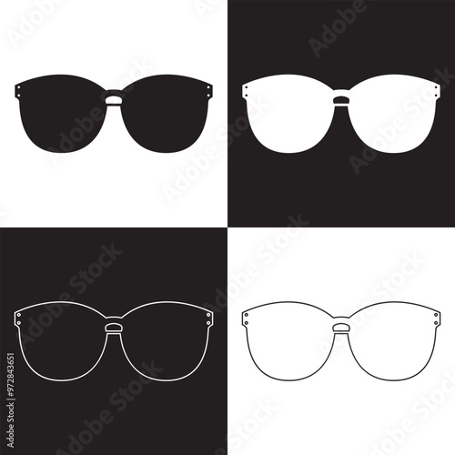 Set of  icons related to glasses. Linear icon collection. Editable stroke. Isolated on black and white background. Vector Illustration. EPS 10
