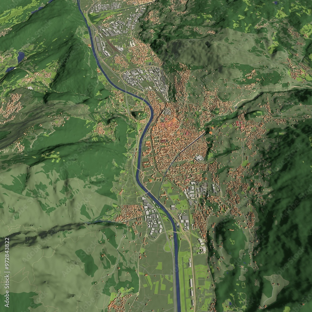 3D illustration of city and urban in Trento Italy 3D illustration of city and urban in Trento Italy