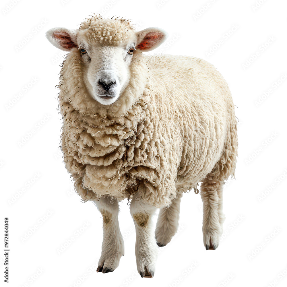 White sheep standing isolated transparent background White sheep standing isolated transparent background