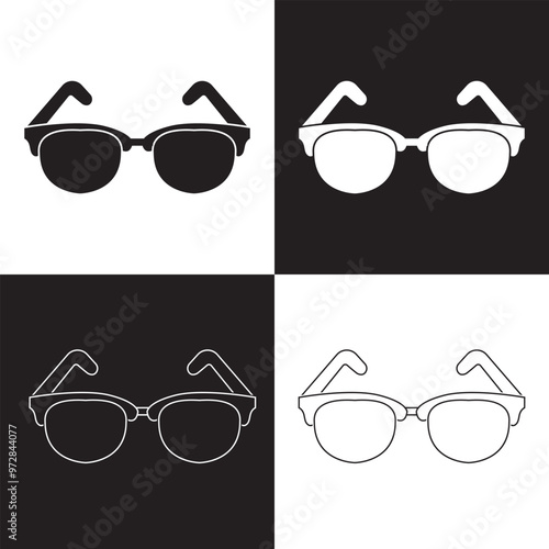 Set of  icons related to glasses. Linear icon collection. Editable stroke. Isolated on black and white background. Vector Illustration. EPS 10