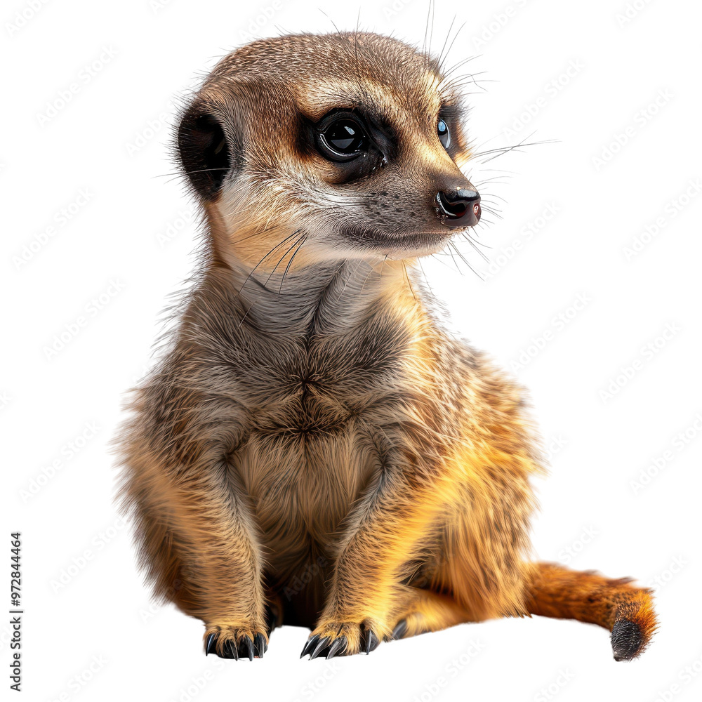 Cute Meerkat Sitting and Looking to the Side Cute Meerkat Sitting and Looking to the Side