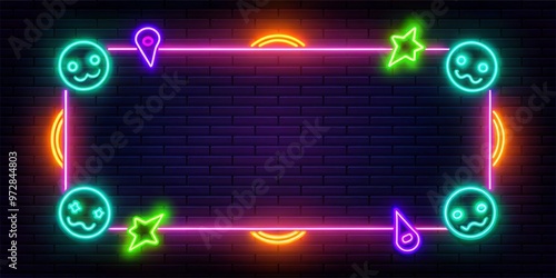 free editable halloween borders futuristic neon styled glow in the dark black and neon colors dynamic mood modern style extraterrestrial concept photo