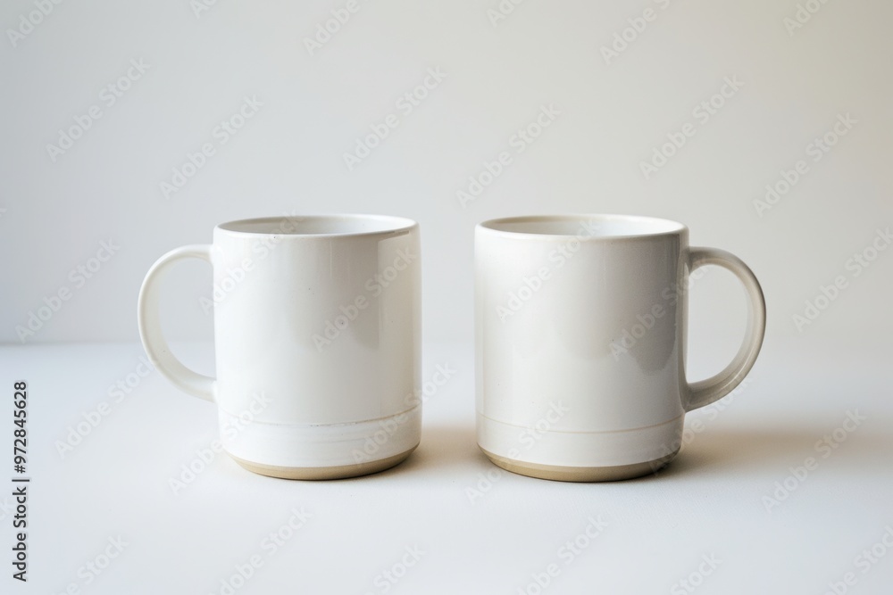 Two cup of coffee on the white table Two cup of coffee on the white table