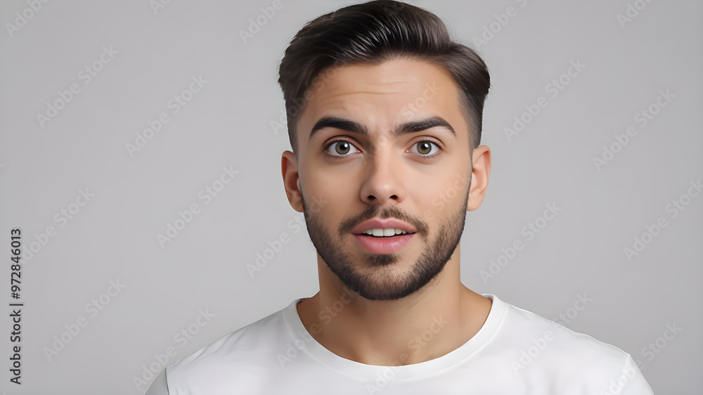 Portrait of a handsome young man in a white t-shirt. Portrait of a handsome young man in a white t-shirt.