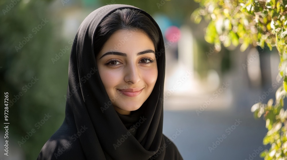 Portrait of a Beautiful Young Iranian Woman in Chador with a Candid Smile Embracing Natural Beauty Portrait of a Beautiful Young Iranian Woman in Chador with a Candid Smile Embracing Natural Beauty