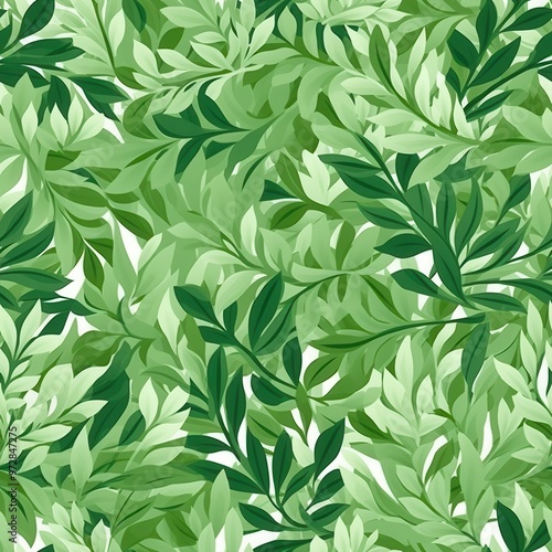 Green Leaves Seamless Pattern Background Tropical Foliage Nature Illustration