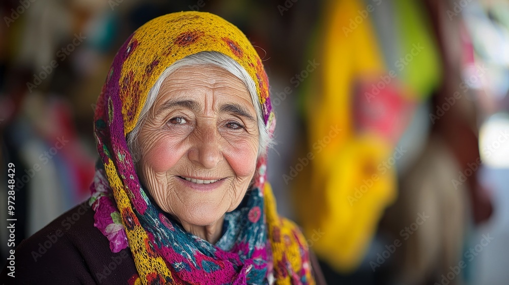 Portrait of an Elegant Elderly Turkish Woman in Bindalli with a Genuine Smile, Embracing Natural Beauty Portrait of an Elegant Elderly Turkish Woman in Bindalli with a Genuine Smile, Embracing Natural Beauty
