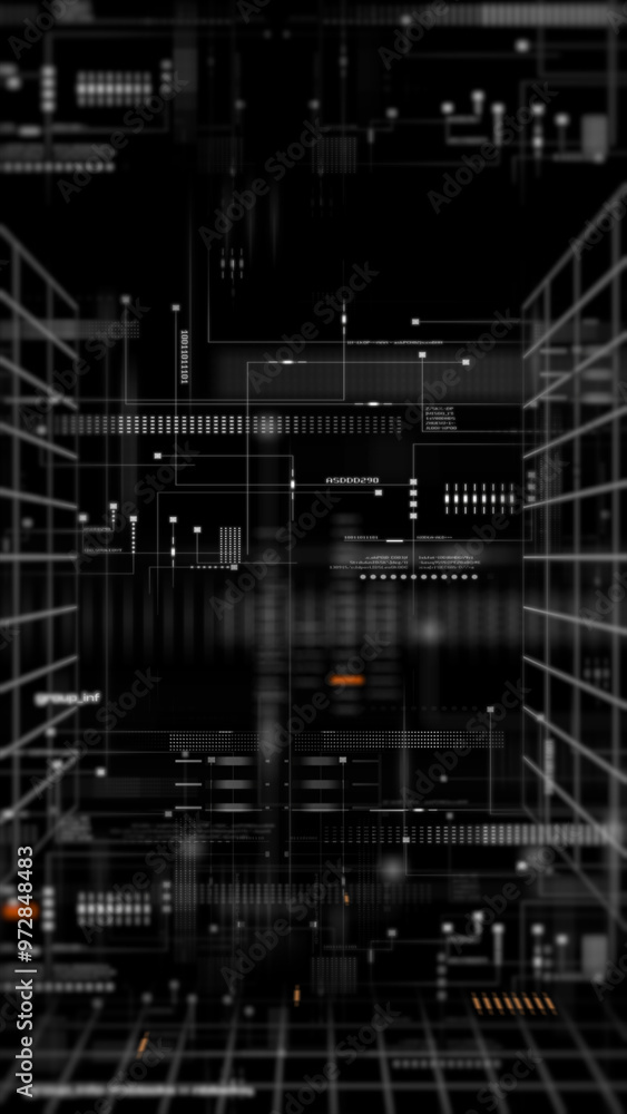 4K futuristic background with digital data code and HUD elements, ideal ...