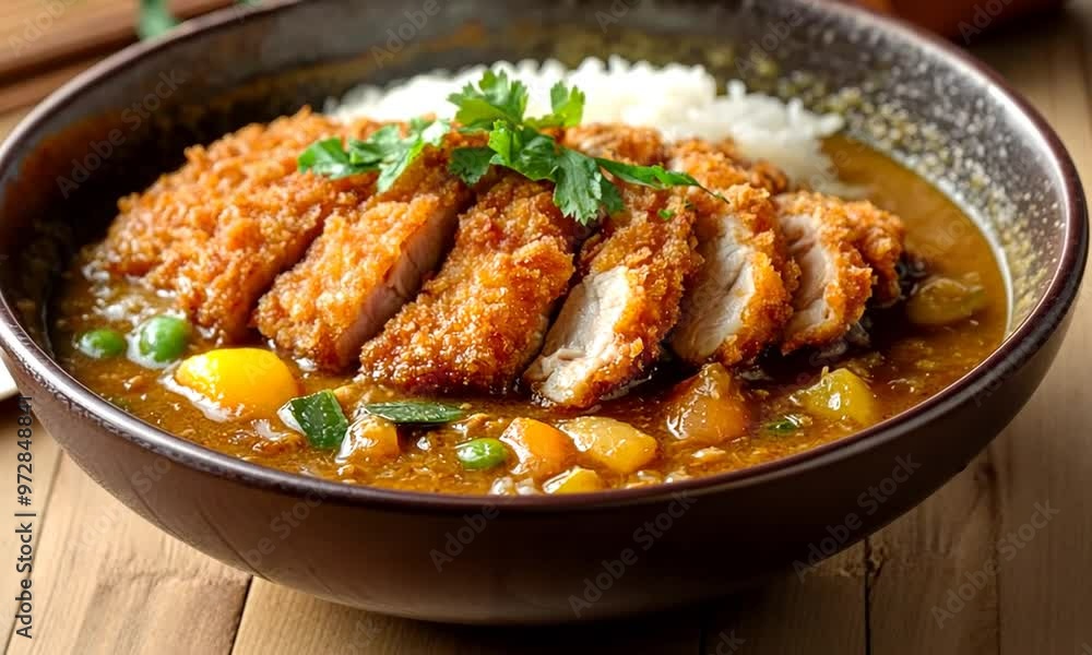 Crispy Chicken Katsu with Rice and Curry Crispy Chicken Katsu with Rice and Curry