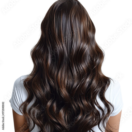 Long Wavy Brown Hair Back View