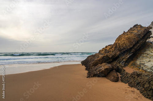 beach and rocks at sunset