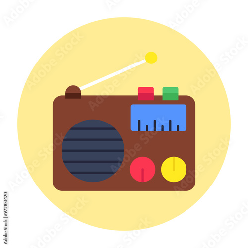 A colored design icon of radio