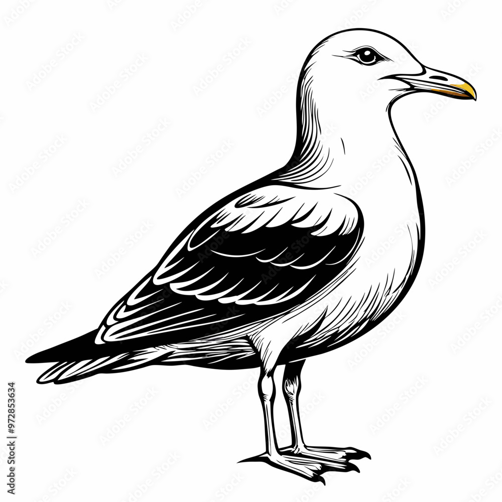 Fototapeta premium Seagull Black Vector silhouette