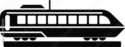 Monorail silhouette Vector Icon and Illustration, Isolated on white background.