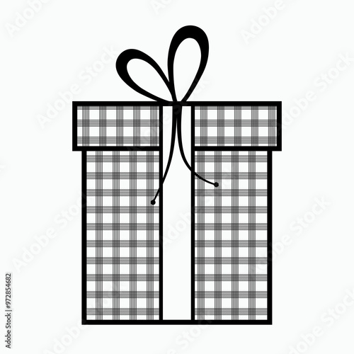 a gift box in a cage and stripes with ties. contour image on a white background in the apartment