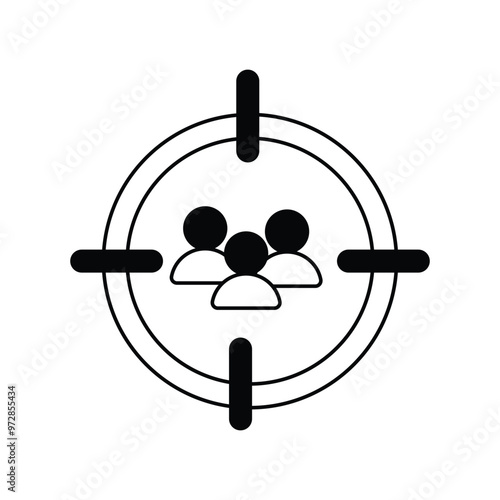 target audience glyph icon with white background vector stock illustration