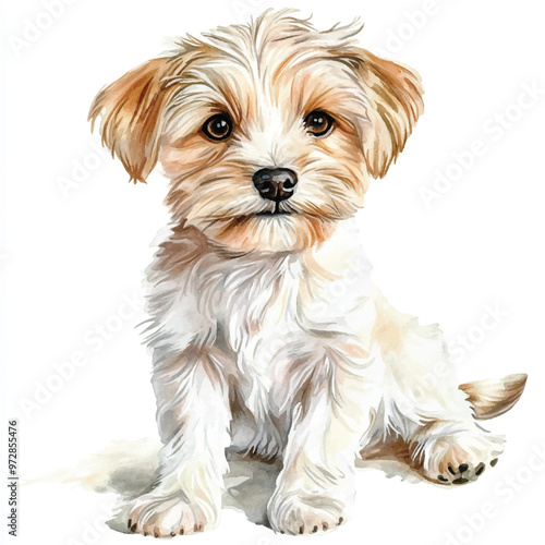 cute dog watercolor clipart illustration isolated