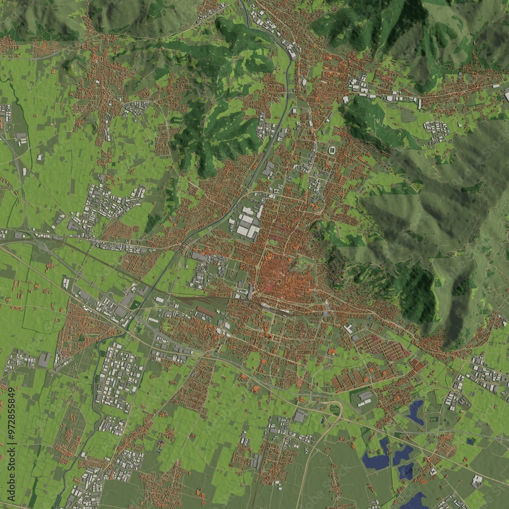 Fototapeta premium 3D illustration of city and urban in Brescia Italy