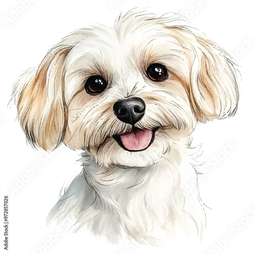 cute dog watercolor clipart illustration isolated