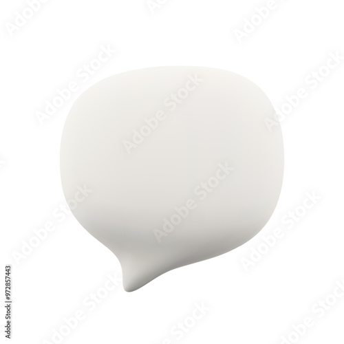 Vector cartoon minimal 3d white speech bubble icon. Realistic render of chat messaging, customer review, text bubble, comment in social media, dialogue talking balloon or thought cloud concept.