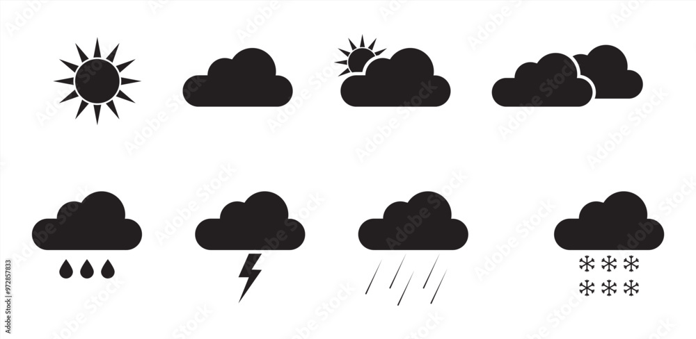 weather icon, sun, cloudy, rain, snow vector illustration weather icon, sun, cloudy, rain, snow vector illustration