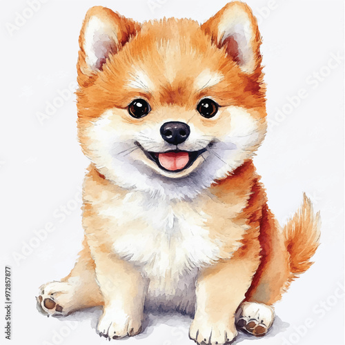 cute dog watercolor clipart illustration isolated