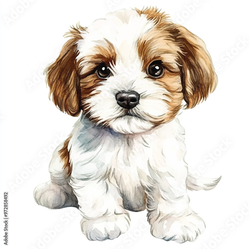 cute dog watercolor clipart illustration isolated