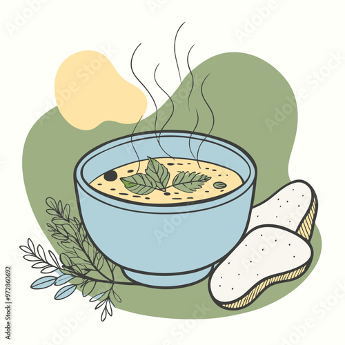 soup with vegetables illustration