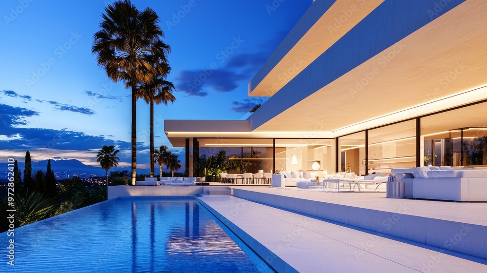 Fototapeta premium Contemporary modern luxury exterior home designer housing villa architecture