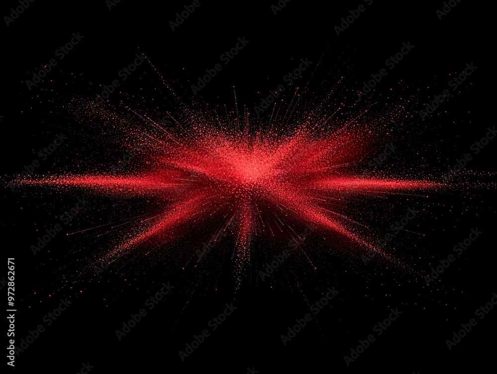 vibrant burst of red particles radiates outward in explosive patterns, creating a striking contrast against the deep black background, evoking a sense of energy and movement. vibrant burst of red particles radiates outward in explosive patterns, creating a striking contrast against the deep black background, evoking a sense of energy and movement.