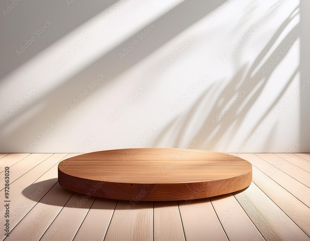 wooden podium background for product and shadow on a white wall wooden podium background for product and shadow on a white wall