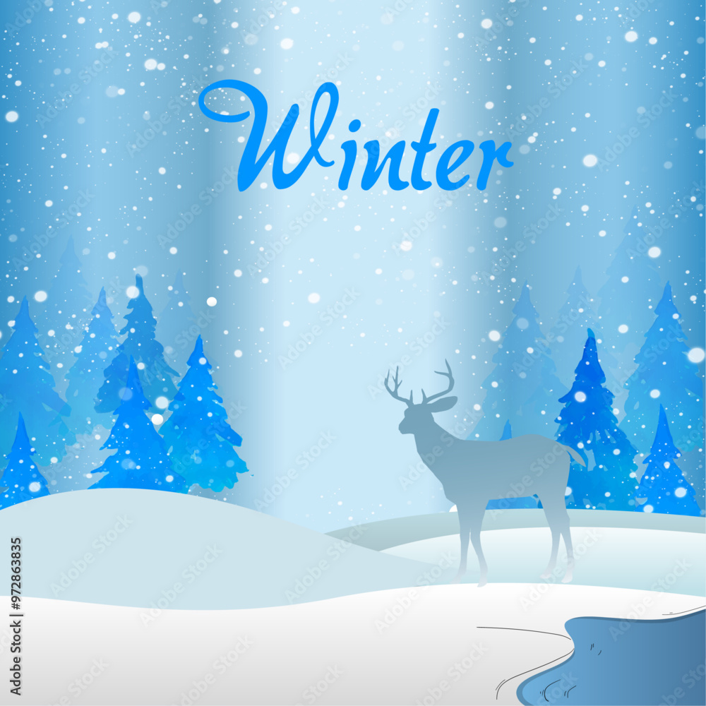 Winter background with deers Winter background with deers
