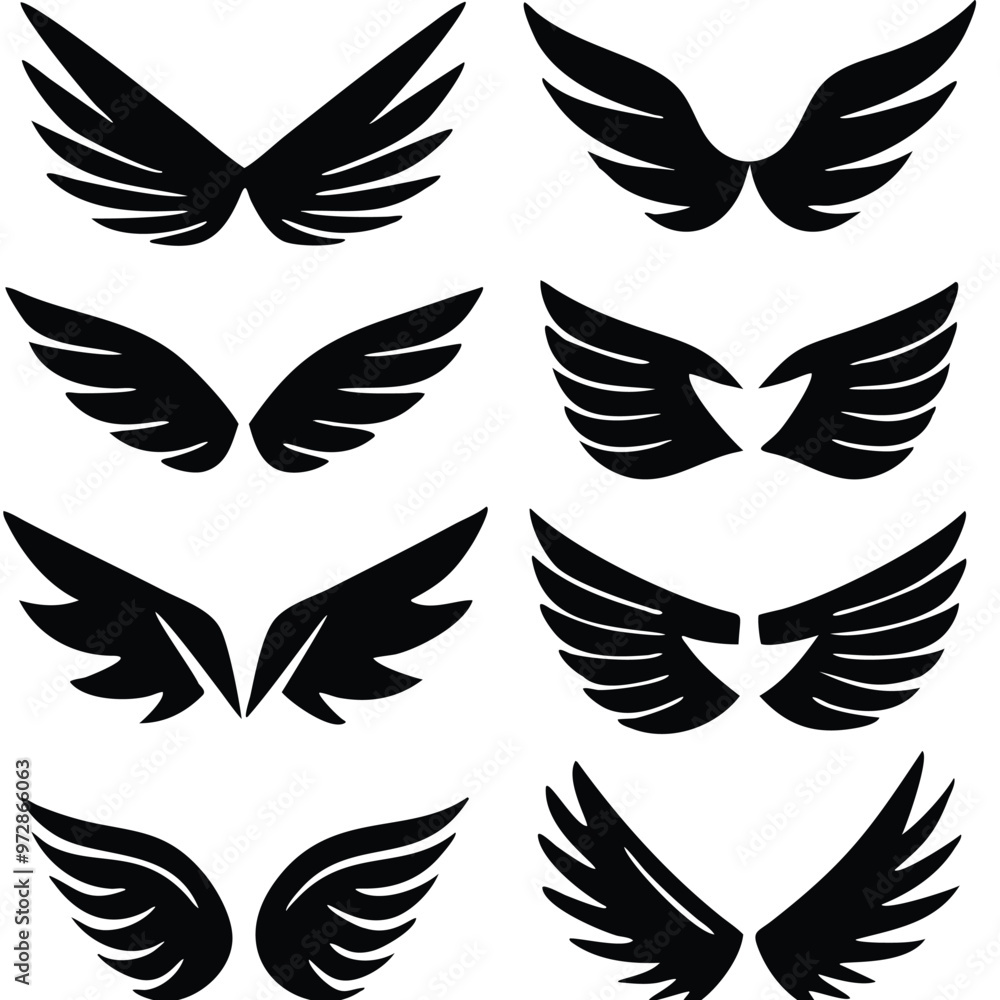Obraz premium Wings silhouette design elements sets