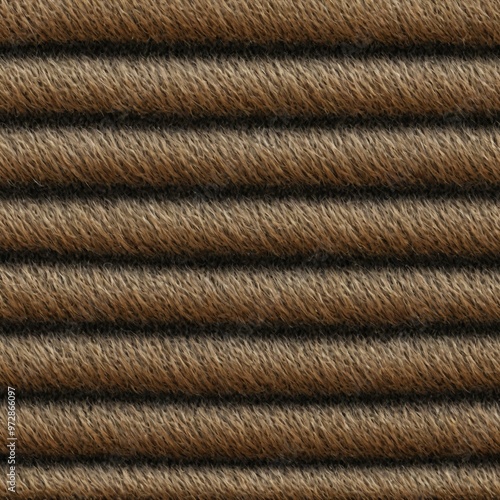 A detailed shot of woven textile with alternating brown and black stripes