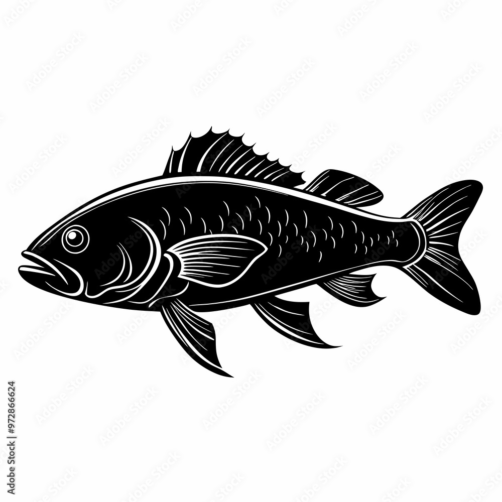 Obraz premium Wrasse Black Vector silhouette