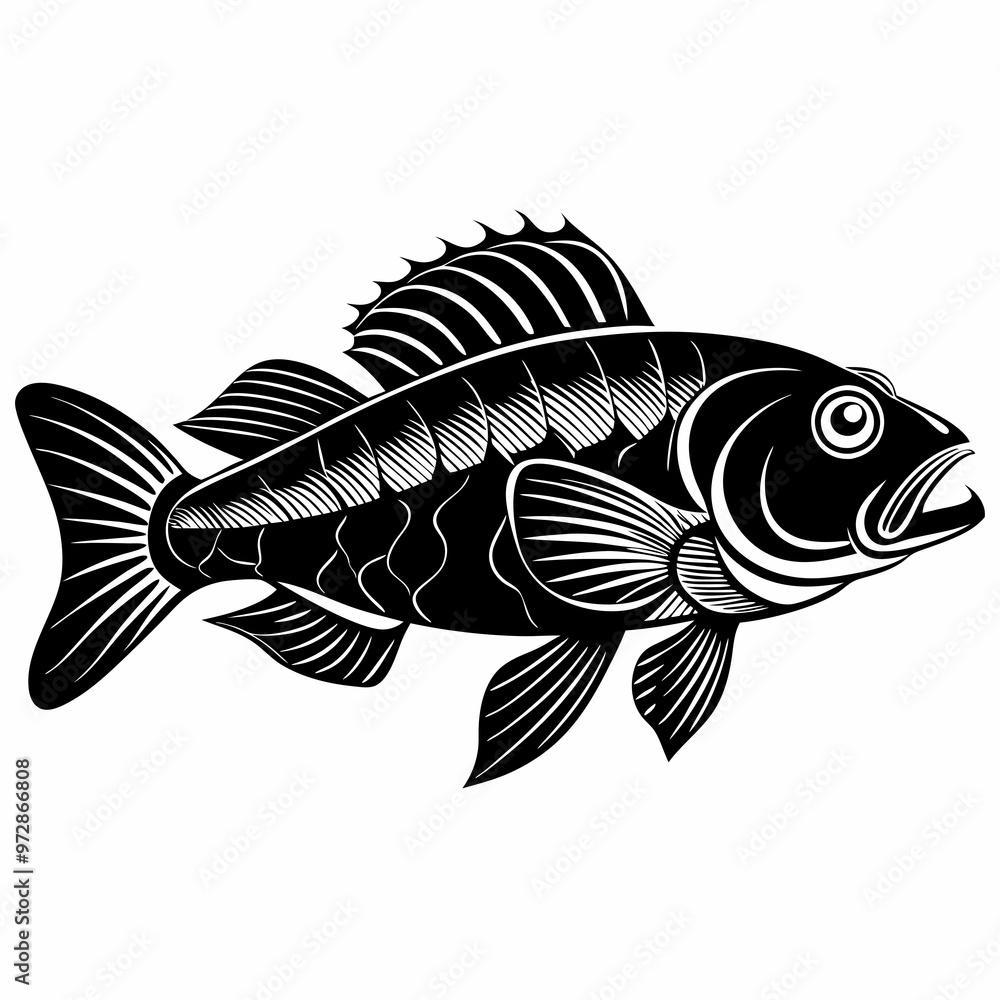 Fototapeta premium Wrasse Black Vector silhouette