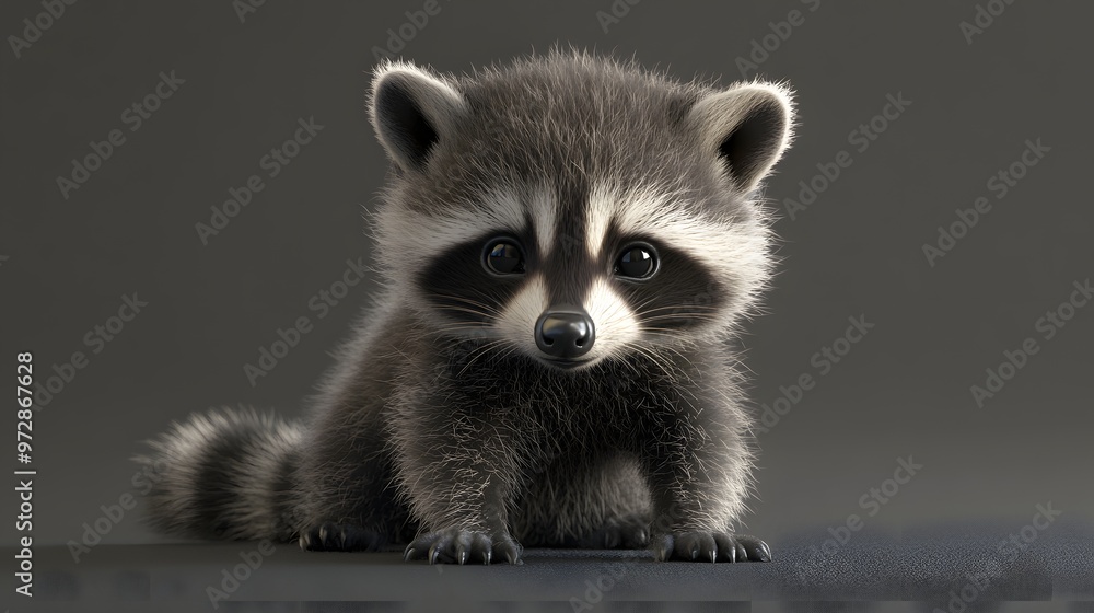30. **Charming 3D render of a baby raccoon with its tiny paws and fluffy tail 30. **Charming 3D render of a baby raccoon with its tiny paws and fluffy tail