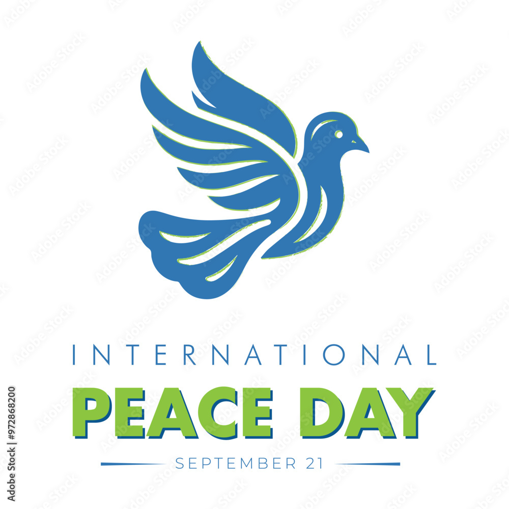 International day of peace vector card for social media, networks, 21st September, dove with peace sign International day of peace vector card for social media, networks, 21st September, dove with peace sign
