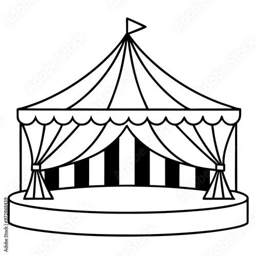 circus stage outline coloring book page line art drawing