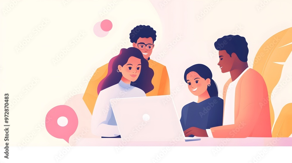 Four Diverse People Collaborating on a Laptop Four Diverse People Collaborating on a Laptop