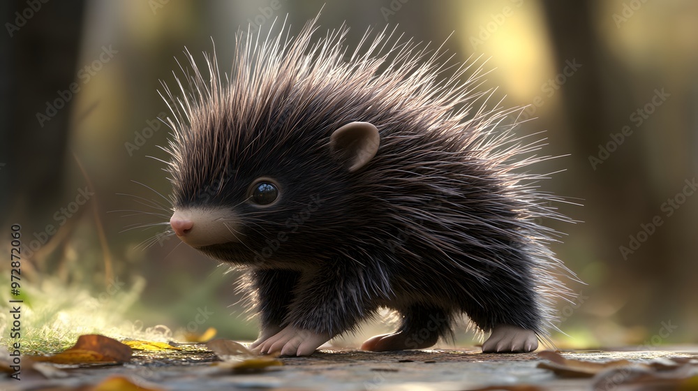 35. **Charming 3D depiction of a baby porcupine with soft quills and tiny feet 35. **Charming 3D depiction of a baby porcupine with soft quills and tiny feet